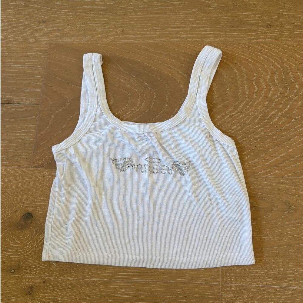 Edikted Cropped Angel  Tank Top Heaven Diamond Size S White